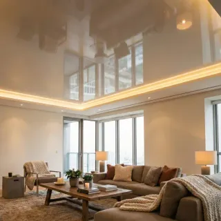 Zdjęcie przedstawia sufit napinany wykonany w macie