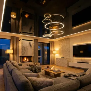 Zdjęcie przedstawia sufit napinany