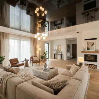 Zdjęcie przedstawia sufit napinany